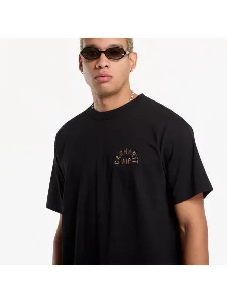 Tričko Carhartt WIP S/S Arch Script T-Shirt UNISEX Black/ WIP H Brown XS černé