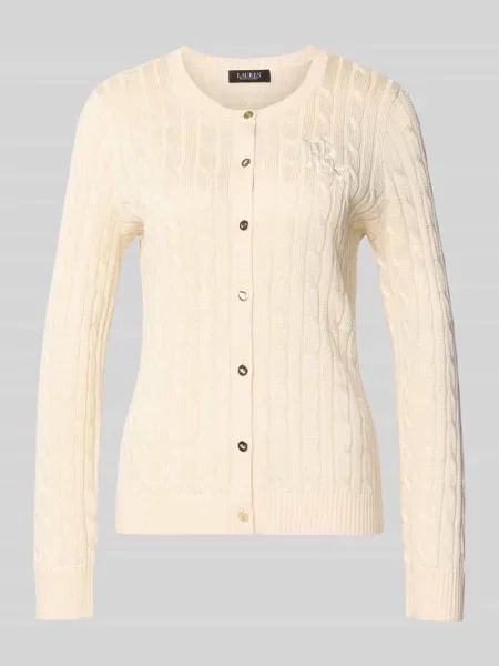 Kardigan z wyhaftowanym logo Lauren Ralph Lauren biały