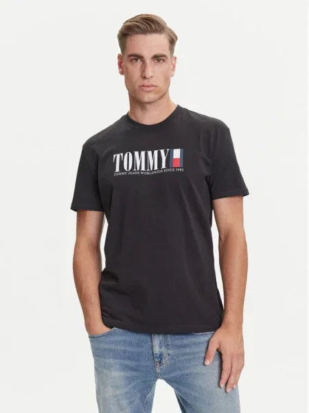 Тениска Tommy Jeans с принт черно