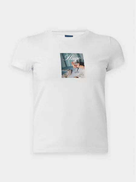 HUGO Tricou bej / safir / gri deschis alb