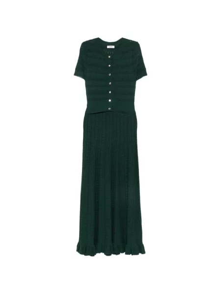 Rochie midi Sandro tricotate cu volane verde