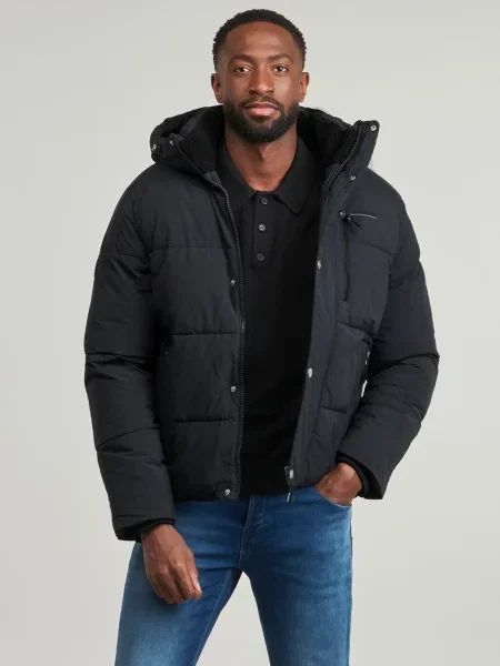 Geacă cu puf Jack & Jones cu glugă negru