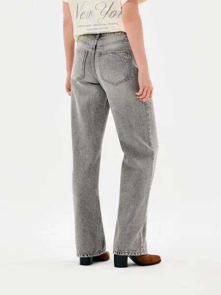 Джинси широкого крою з високою талією сірий