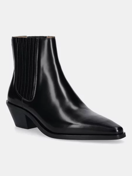 Кожени боти челси BOSS Niara с дебел черно