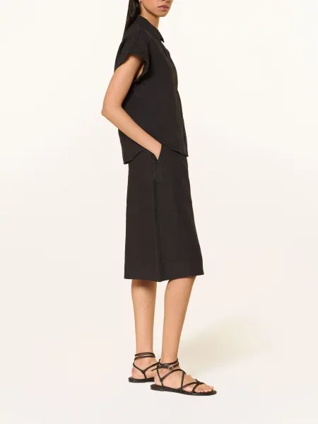 Knowledgecotton Apparel Spodnie-Spódniczka Z Lnu Eve schwarz czarne
