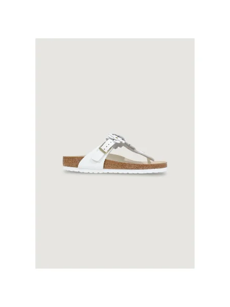 Pantofi Birkenstock cu model floral alb