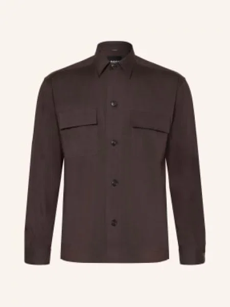 Boss Košile Cai Comfort Fit S Lnem tmavě hnědá