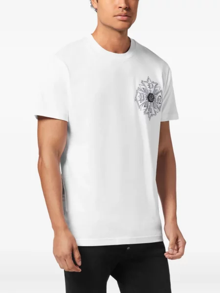 Tricou Philipp Plein cu aplicații alb
