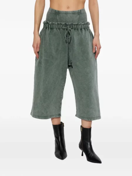 Pantaloni Knwls cu volane alergare cu cordon verde