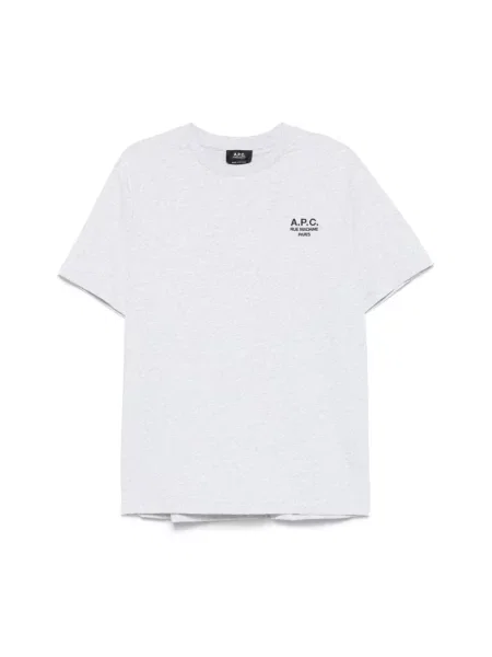 Koszulka A.p.c. z logo z dekoltem w kształcie litery U szara