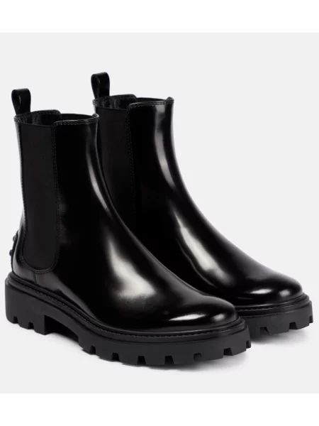 Usnjene lakirane chelsea gležnjarji Tod's črna