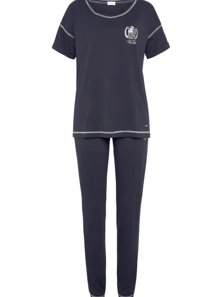 LASCANA Pijama albastru închis alb