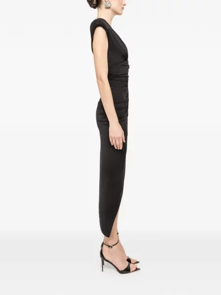 Rochie midi Nissa cu volane de costum negru