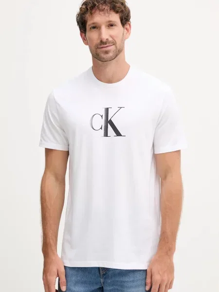 Тениска Calvin Klein Jeans с принт бяло
