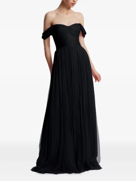 Rochie maxi Framboise cu umerii deschiși de costum negru