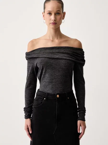 Tricou cu mânecă lungă Pinko de lână gri