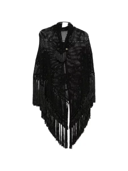 Poncho Chiara Is cu franjuri negru