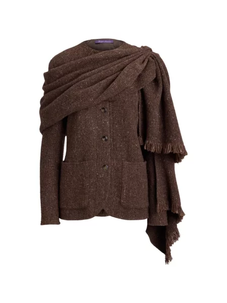 Fular Ralph Lauren Collection cu franjuri maro