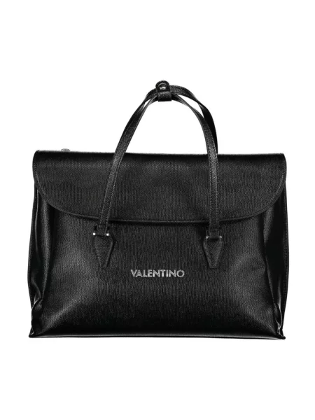 Lniana torebka Valentino By Mario Valentino elegancka czarna