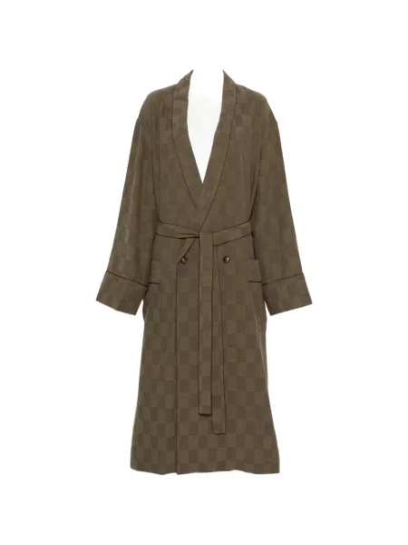 Palton Ziggy Chen în carouri cu două rânduri de nasturi verde