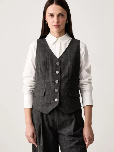 DKNY vesta s viskózou šedá
