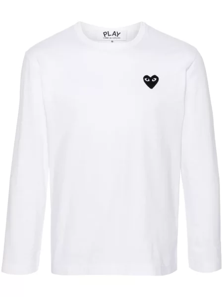 Tricou Comme Des Garcons Play cu motiv cu inimi alb