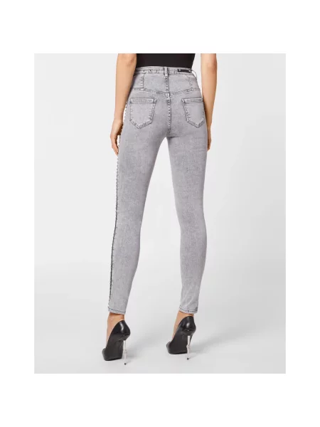 Jeansy Philipp Plein z wysoką talią szare