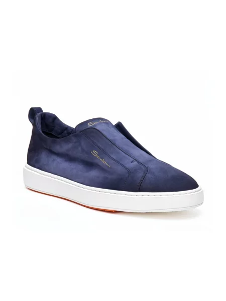 Sneakersy Santoni skórzane bez obcasa eleganckie niebieskie