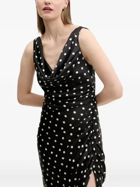 Rochie midi Abercrombie & Fitch cu buline până la genunchi de costum negru