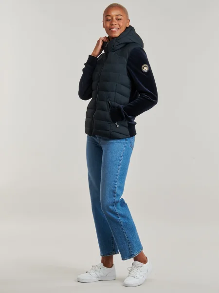 Geacă Superdry cu glugă albastru