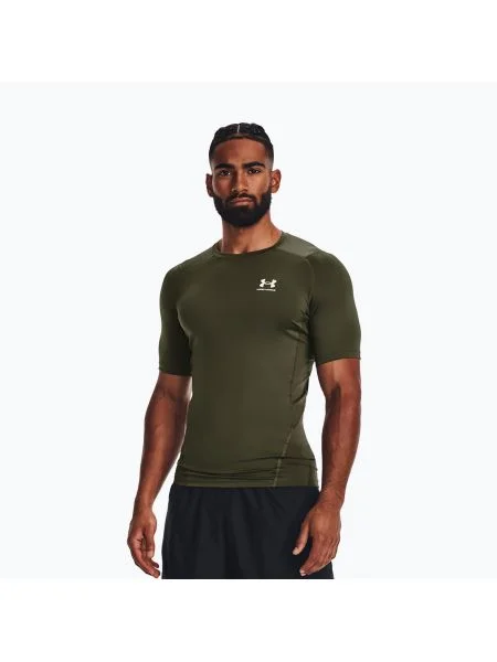 Tricou de antrenament pentru bărbați Under Armour HG Armour Comp SS marină din verde/alb pentru bărbați Under Armour alb
