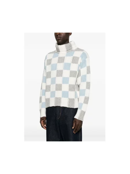 Sweter z golfem Kenzo wełniany w kratę