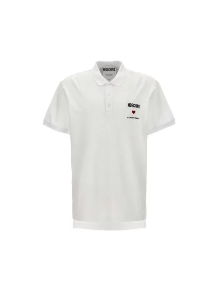 Koszulka polo Moschino w serca biała