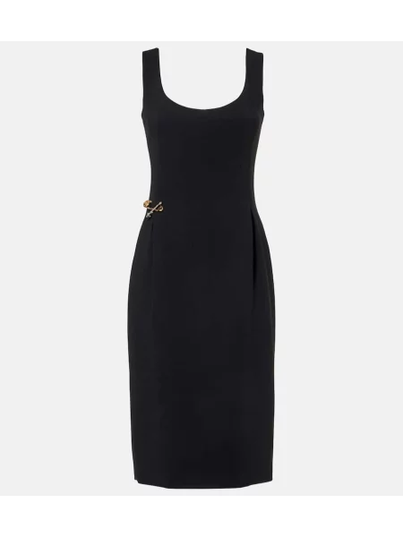 Sukienka midi Versace do kolan odblaskowa garniturowa czarna