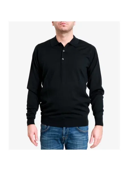 Koszulka polo John Smedley wełniana czarna