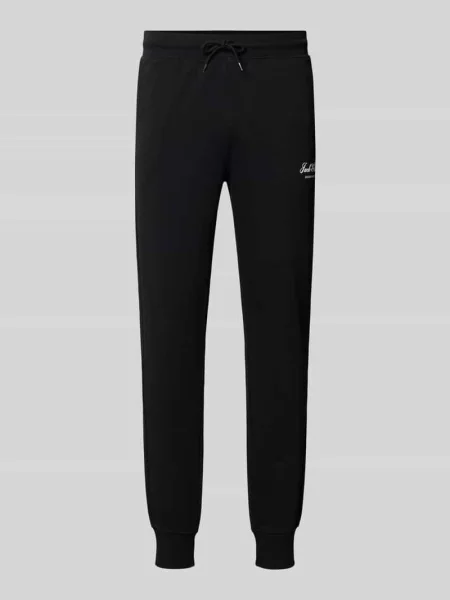 Spodnie dresowe z nadrukiem z logo model GORDON' Jack & Jones czarne