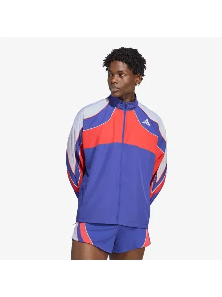 Jachetă adidas Adizero Archive Running Jacket Dual Indigo/ Semi Lucid Red/ White L alb