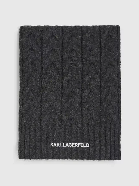 Шарф з домішкою вовни Karl Lagerfeld однотонний сірий