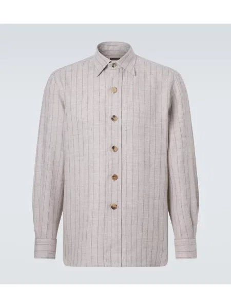 Vlněná pruhovaná košile Rubinacci béžová