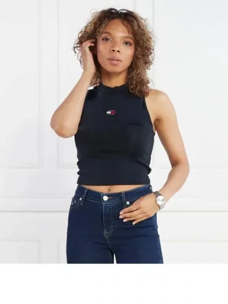 Tommy Jeans Top BADGE HIGH NECK TANK | Cropped Fit