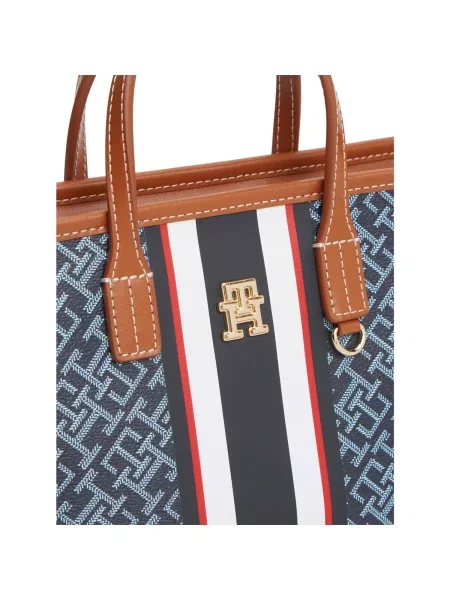 Pruhovaná shopper kabelka Tommy Hilfiger modrá
