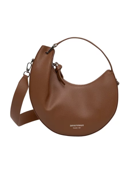 Emporio Armani torebka hobo skórzana brązowa