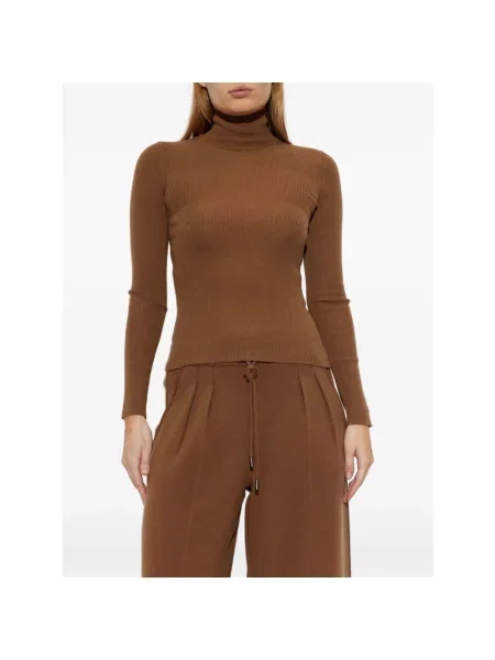 Sweter z golfem Max Mara wełniany do golfa brązowy