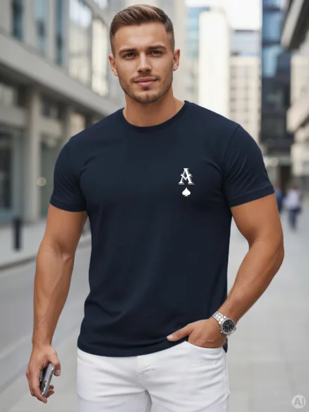 T-shirt z nadrukiem AS Pik Dstreet granatowy