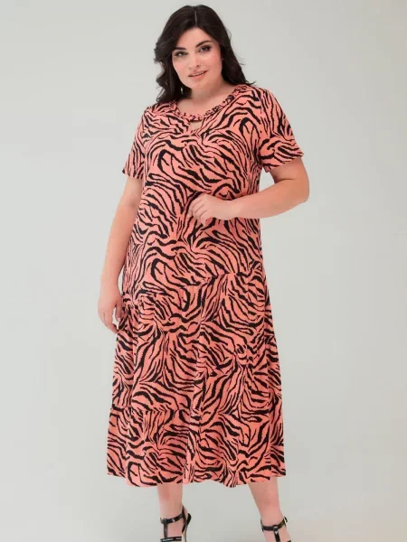 Сукня міді All Posa кораловий віскоза/модал