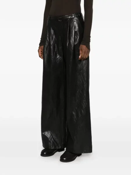 Pantaloni palazzo Eleh din piele negru