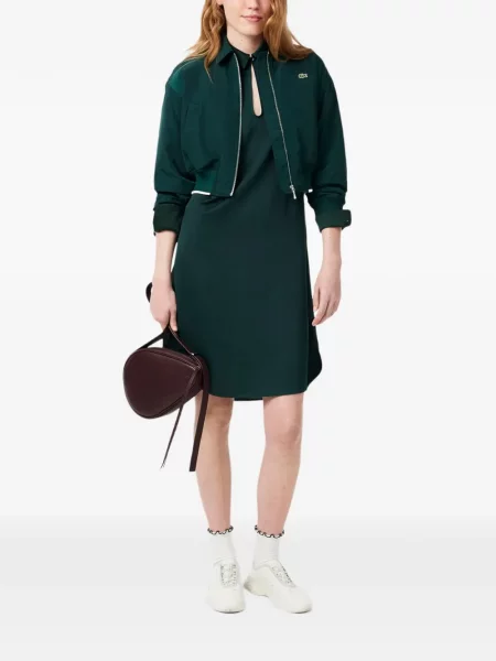 Gulerat rochie tip cămașă Lacoste din crep verde