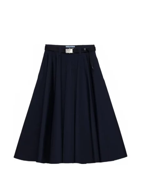 Fustă midi Prada până la genunchi din poplin albastru