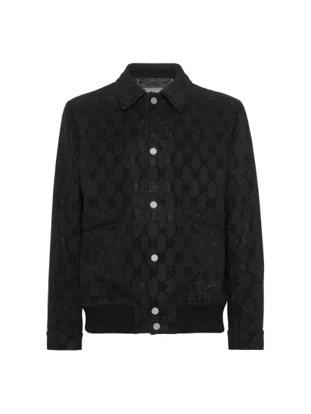 Kurtka bomber Philipp Plein wełniany czarny