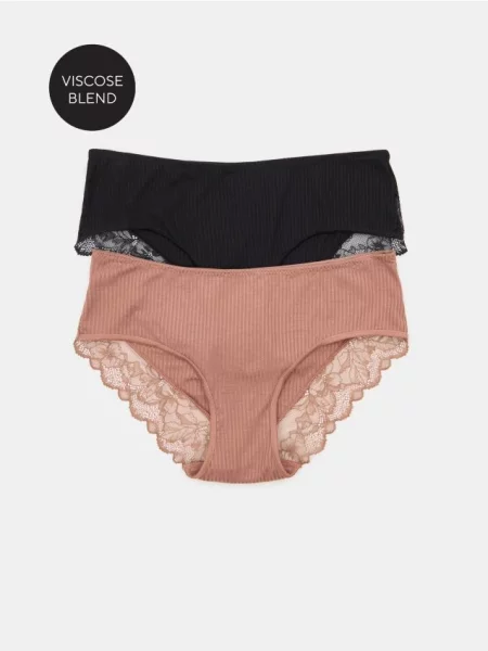 Хіпстер трусики з мереживом 2 упаковки різнобарвний